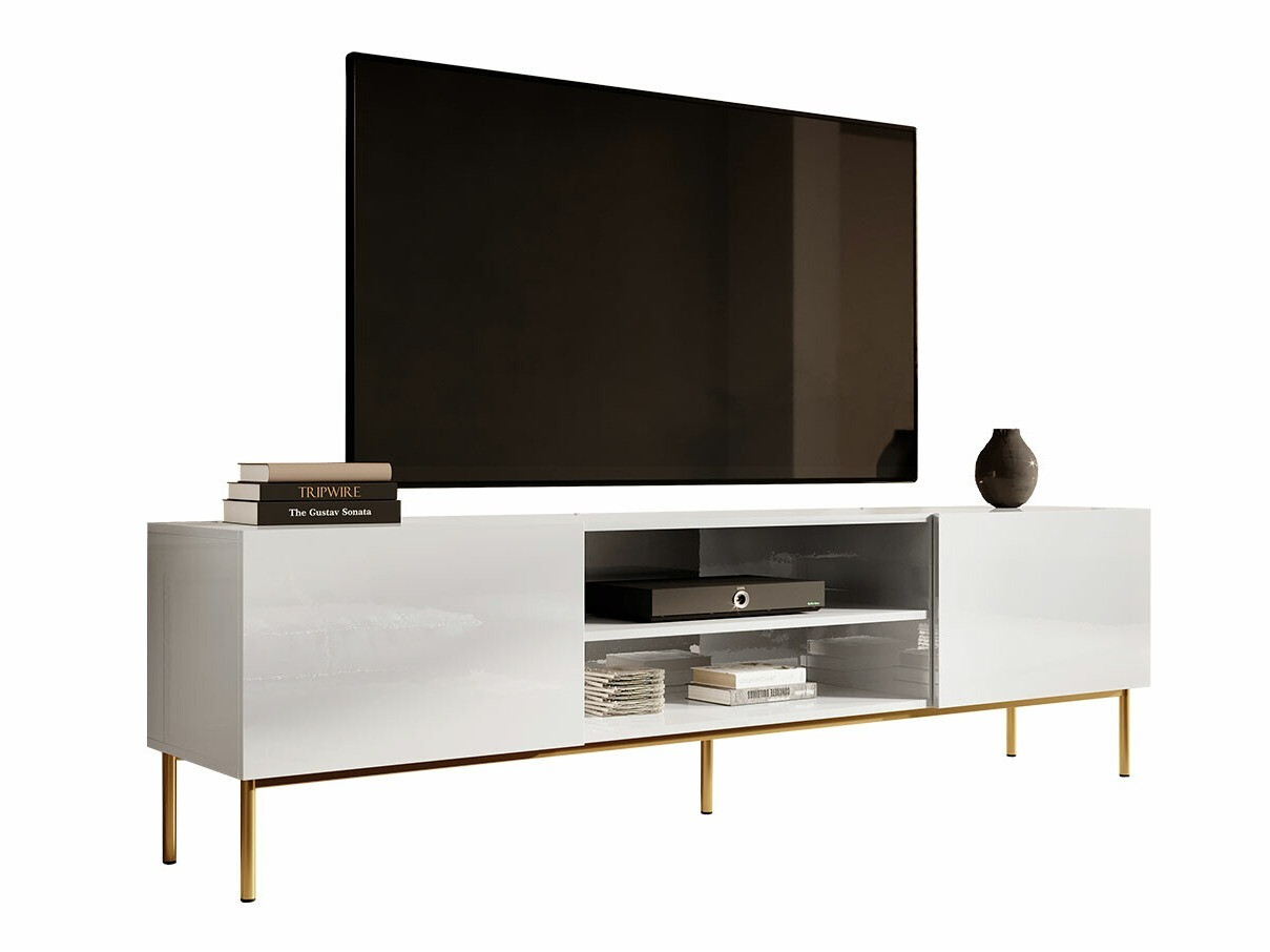 TV-meubel Charlotte 166 (Wit + Glanzend wit)