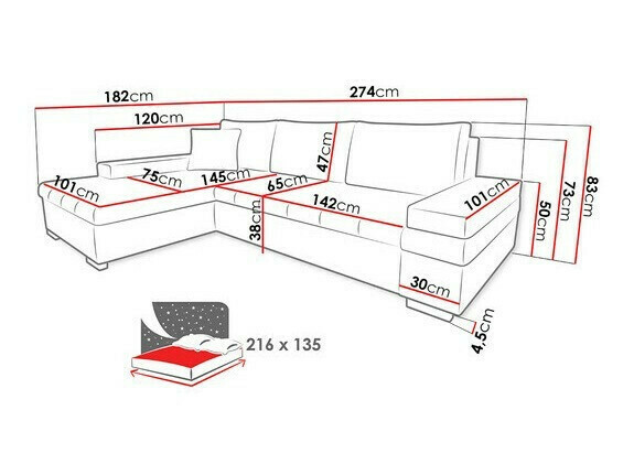 Hoekbank Comfivo 212 (Magic Velvet 2216 + Magic Velvet 2216 + Magic Velvet 2217)