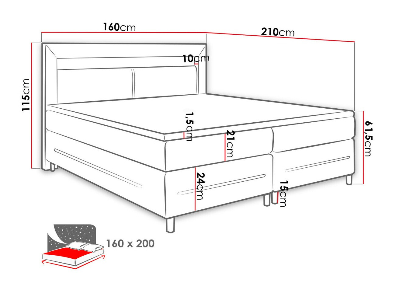 Boxspring Nashville 109 (Soft 010)