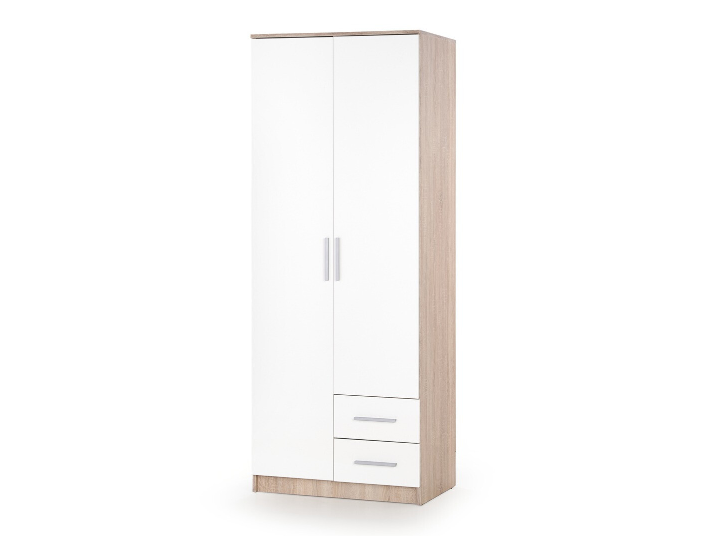 Kledingkast Cirveso 112 (Sonoma eik + Glanzend wit)