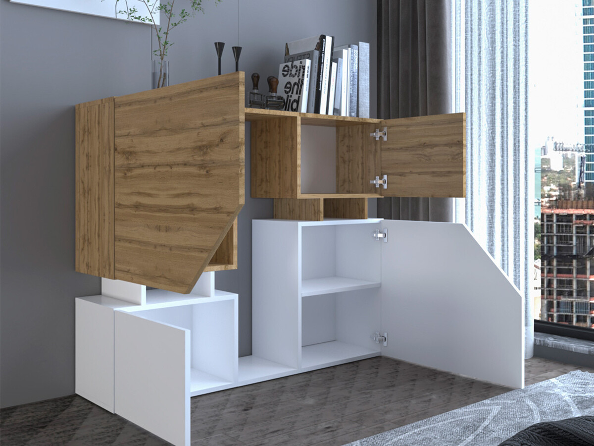 Woonkamerset Comfivo Daldune I (Wotan eik + Wit)