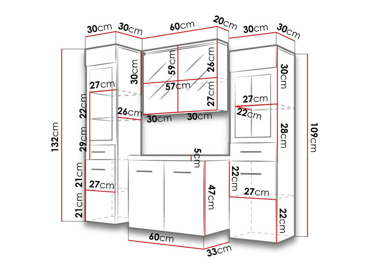 Badkamerset Sarasota 140 (Glanzend wit + Wit)