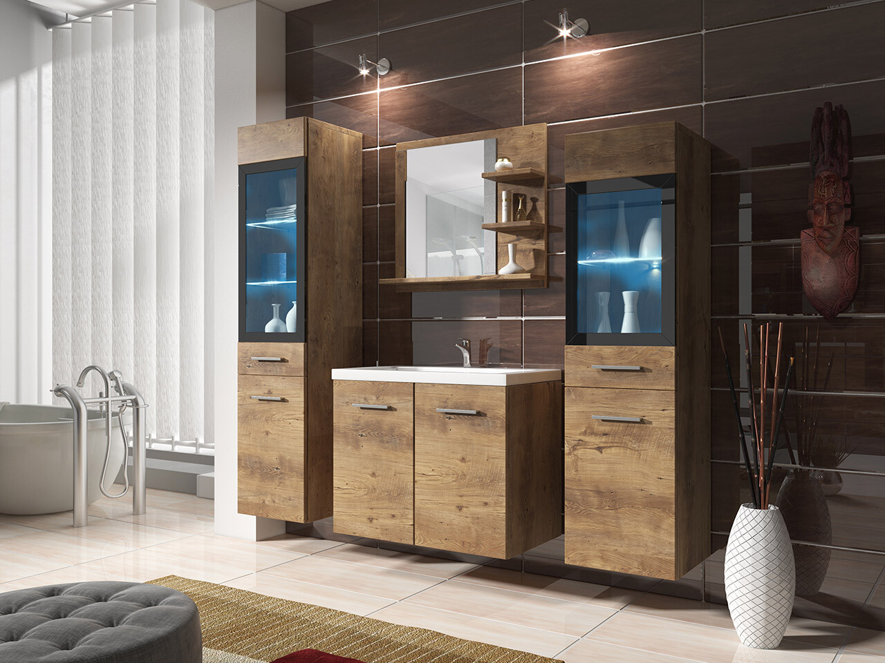 Badkamerset Sarasota 141 (Kastanje)