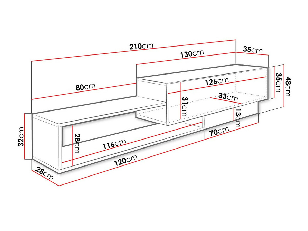 TV-meubel Utica 117 (Wit + Wotan eik)