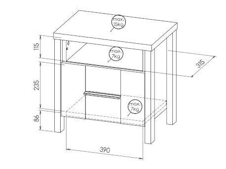 Nachtkastje Ogden 161 (Antraciet)