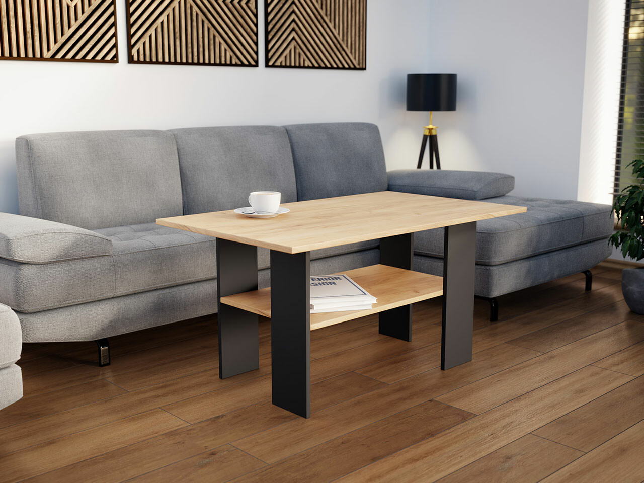Salontafel Reading 101 (Zwart + Craft eiken)