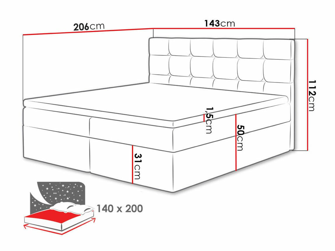 Boxspring Comfivo 196 (Muna 08)