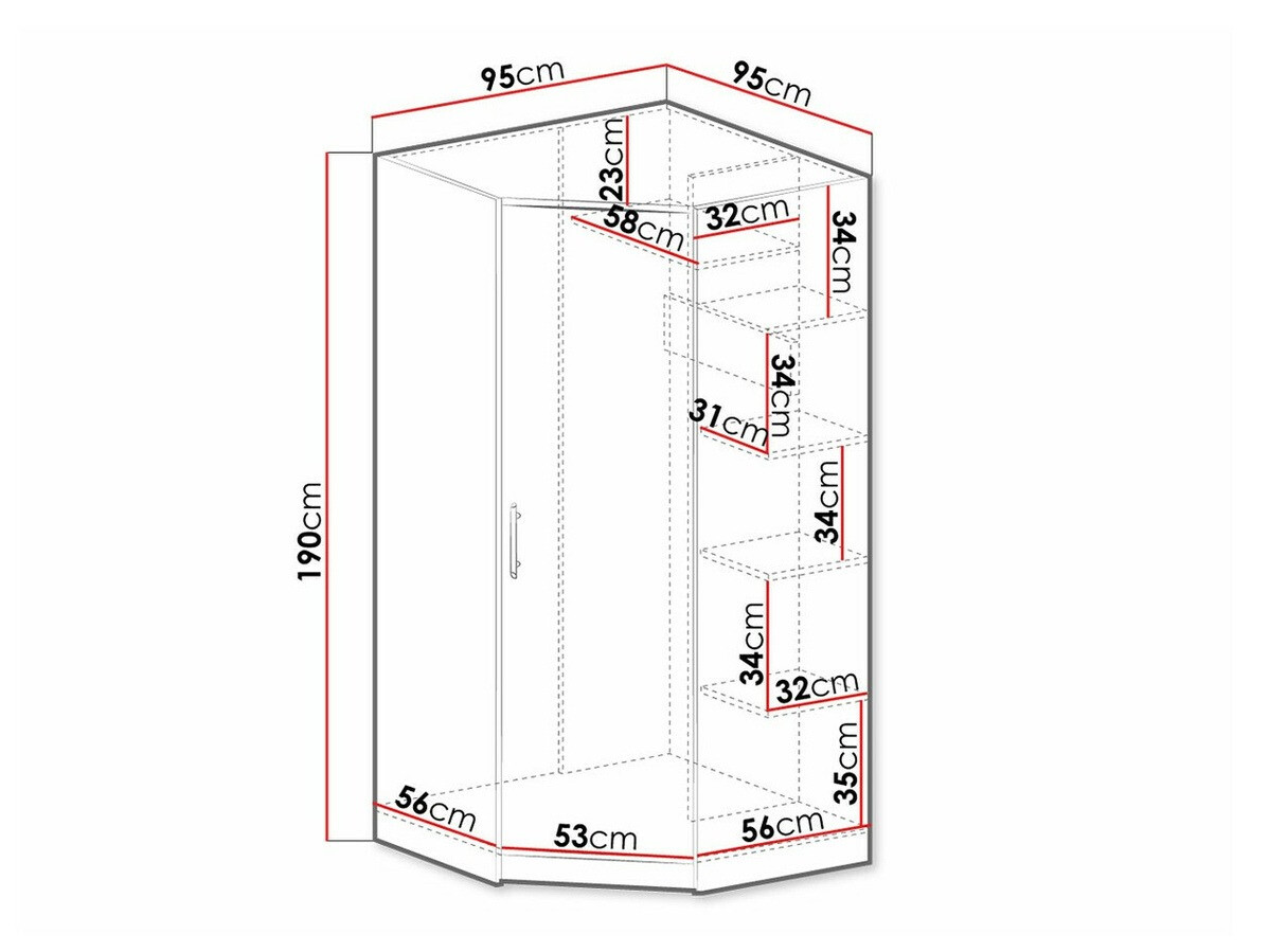 Hoekkledingkast Cavmero 106 (Antraciet)
