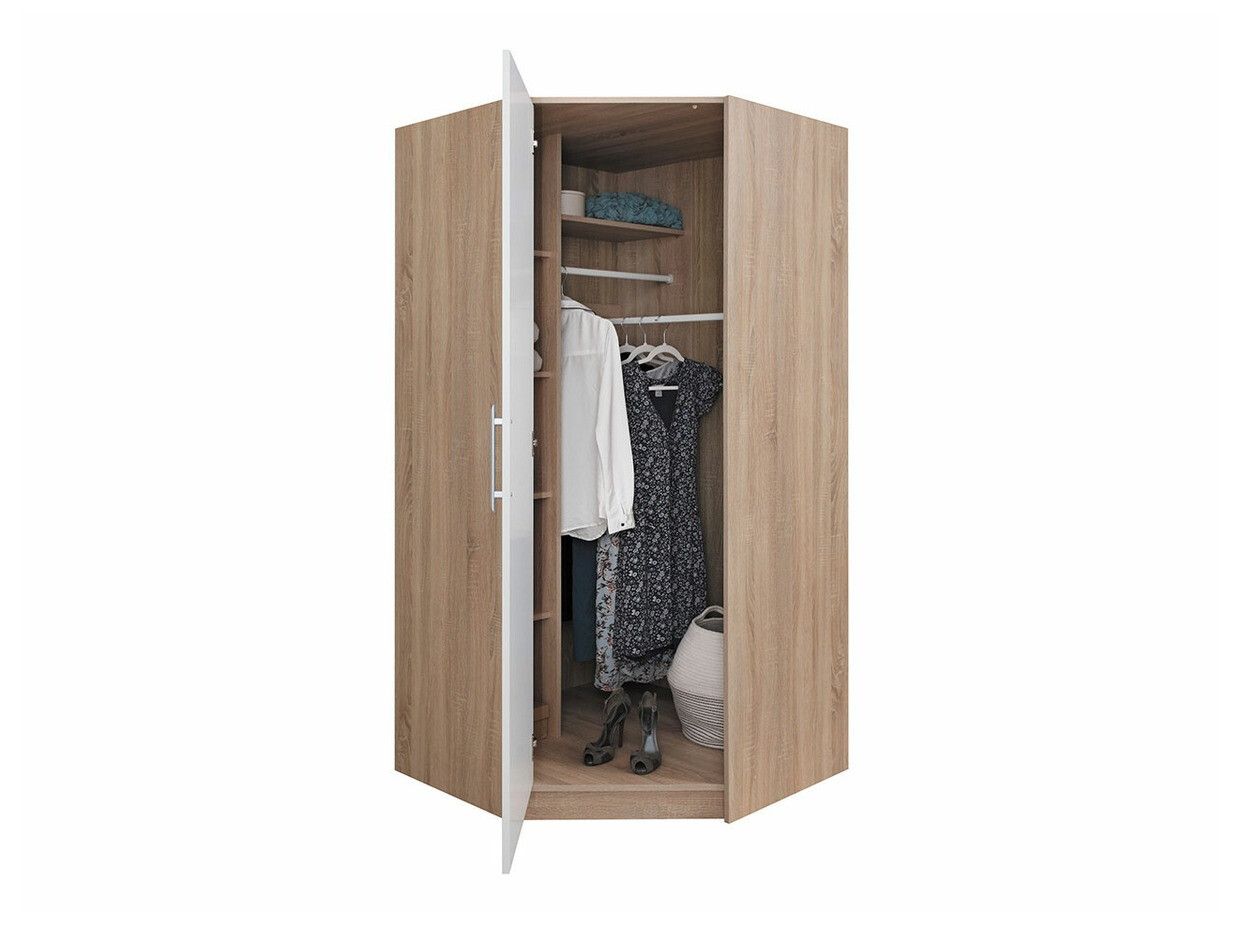 Hoekkledingkast Cavmero 106 (Sonoma eik + Wit)