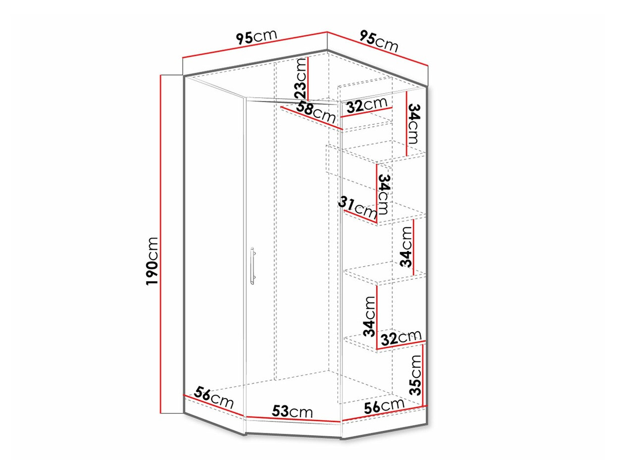 Hoekkledingkast Cavmero 106 (Sonoma eik + Wit)