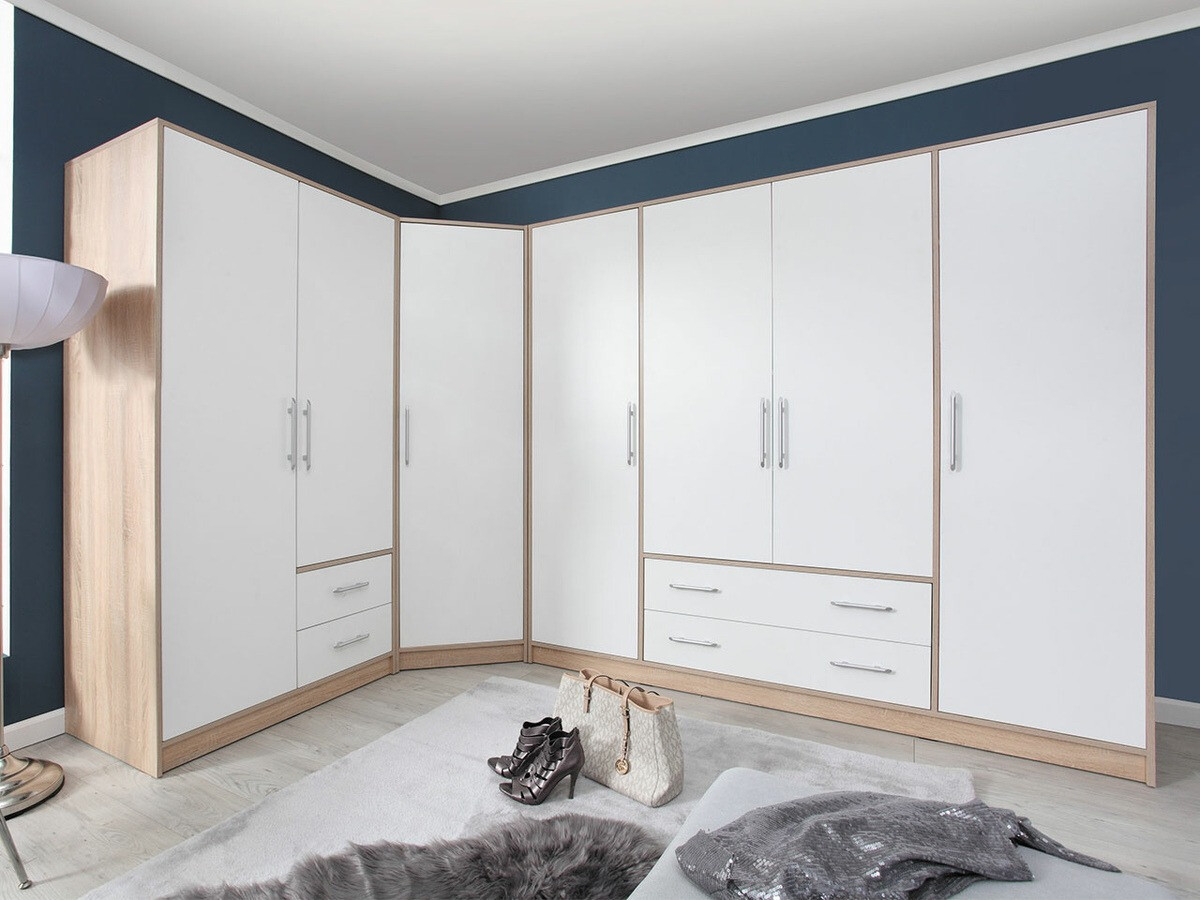 Hoekkledingkast Cavmero 106 (Sonoma eik + Wit)