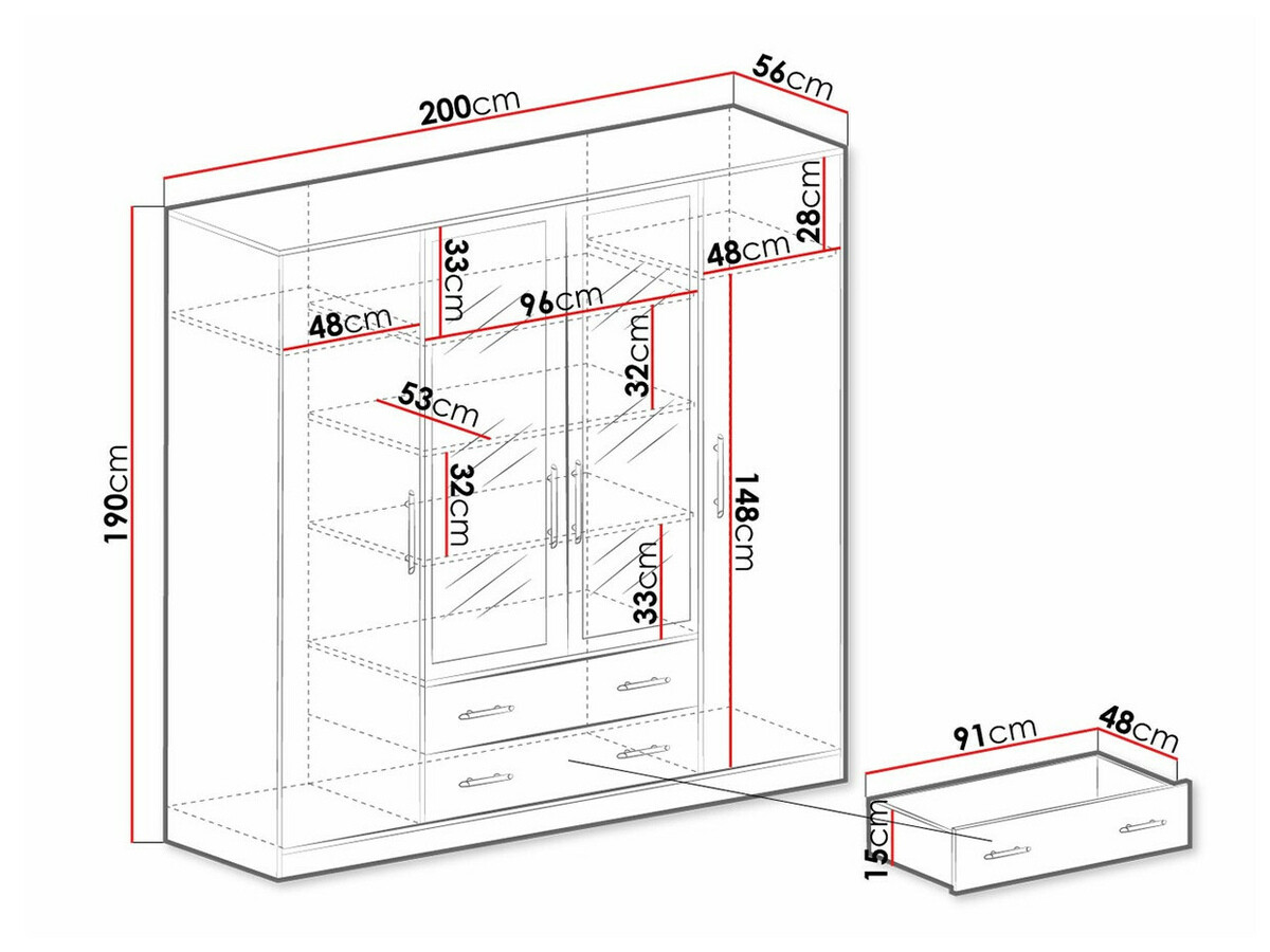 Kledingkast Cavmero 101 (Antraciet)