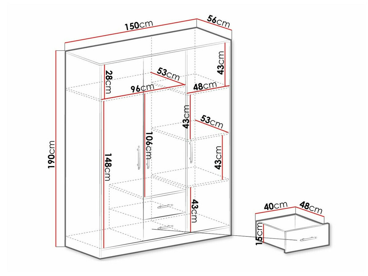 Kledingkast Cavmero 102 (Antraciet)