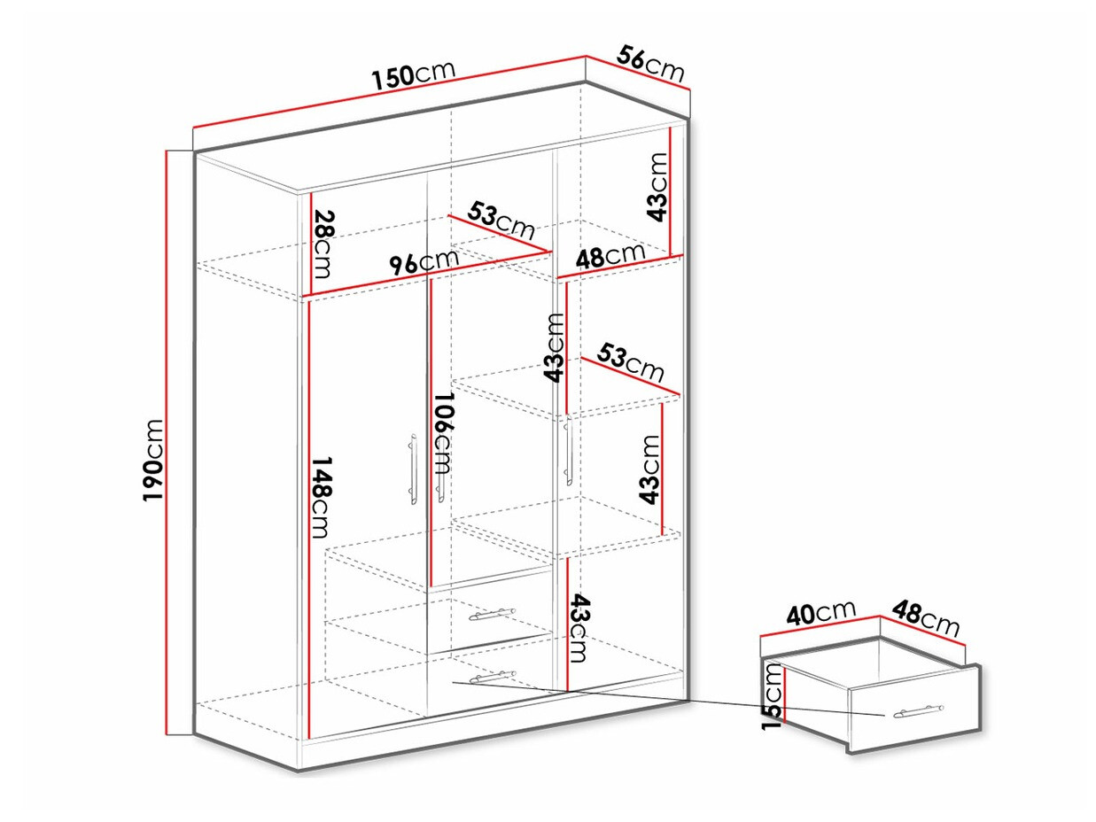 Kledingkast Cavmero 102 (Sonoma eik + Wit)