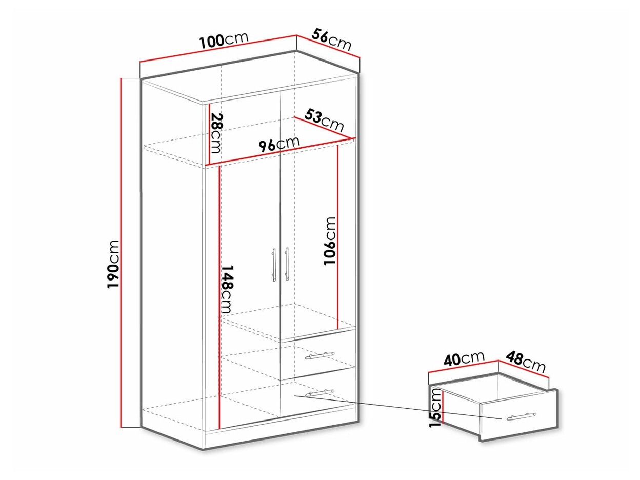 Kledingkast Cavmero 105 (Sonoma eik + Wit)
