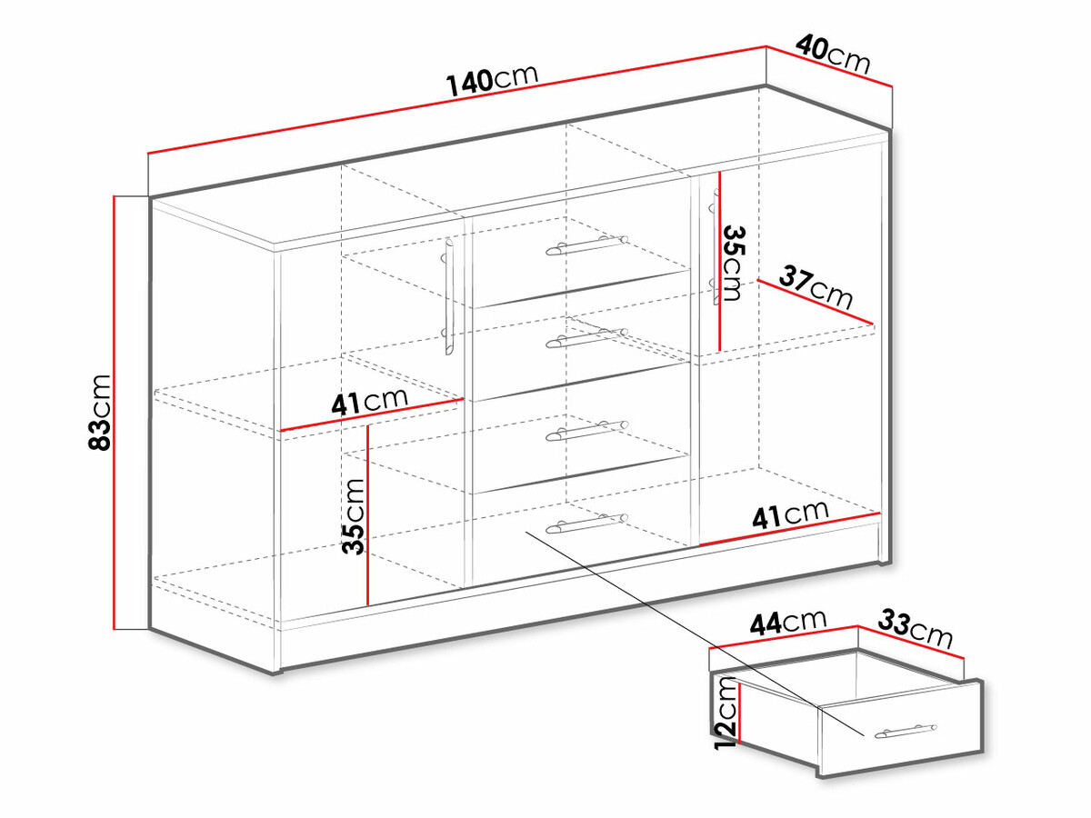 Ladekast Cavmero 109 (Antraciet)