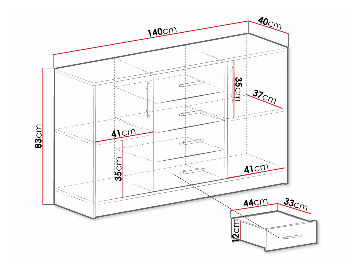 Ladekast Cavmero 109 (Sonoma eik + Wit)