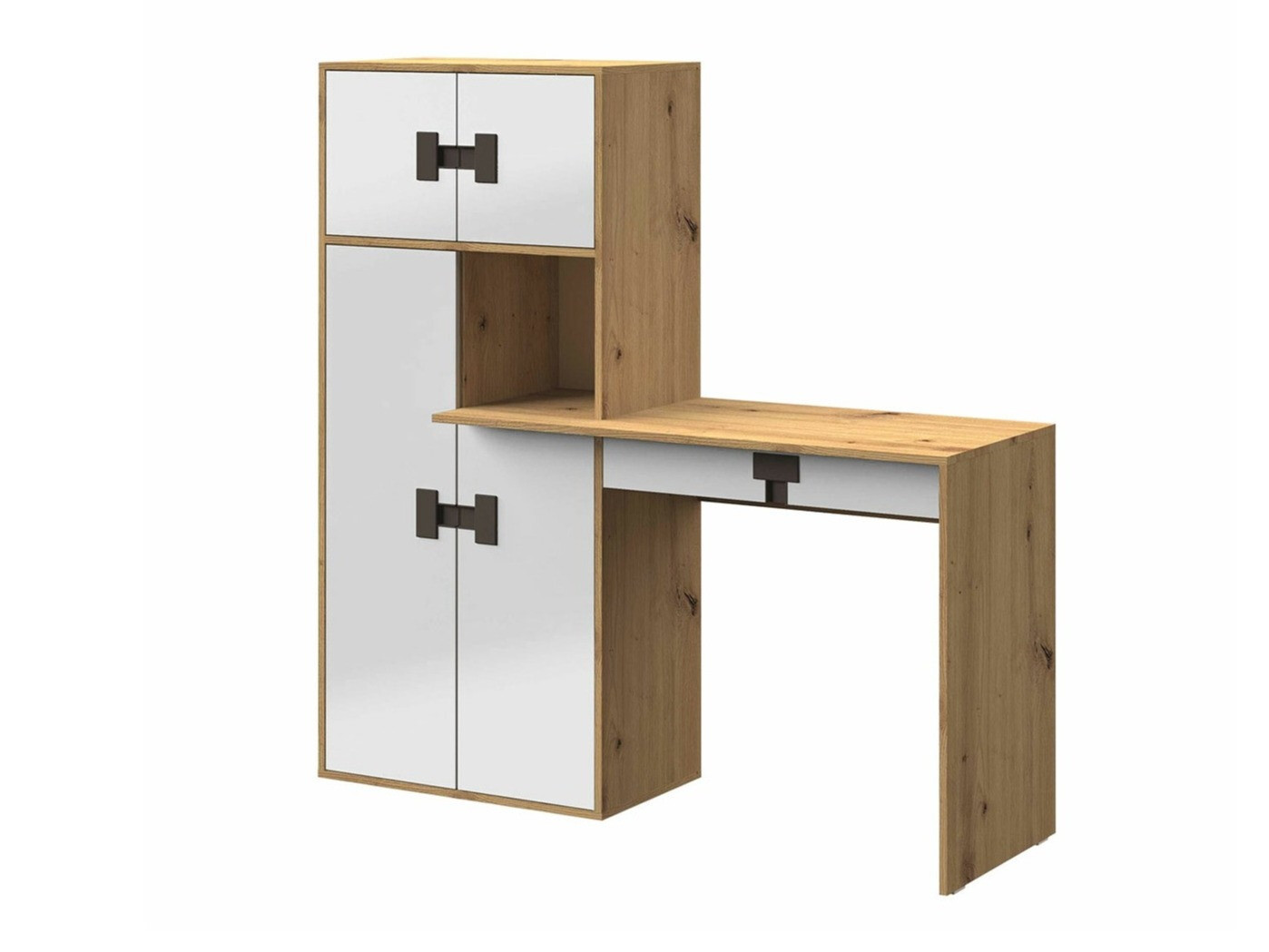 Bureau Florevi 101 (Glanzend wit + Artisan eiken)