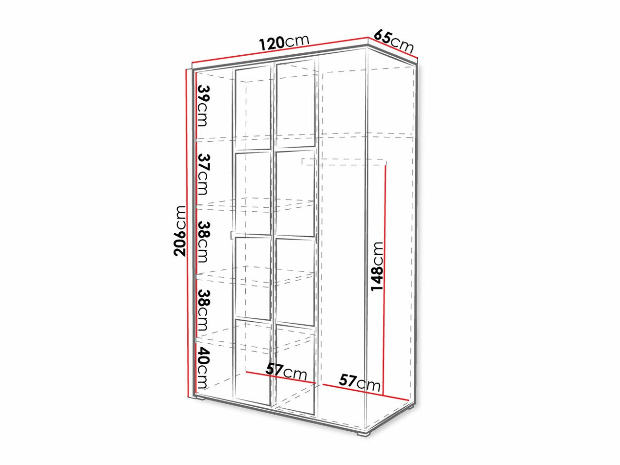 Kledingkast Toledo 117 (Wit + Zwart)