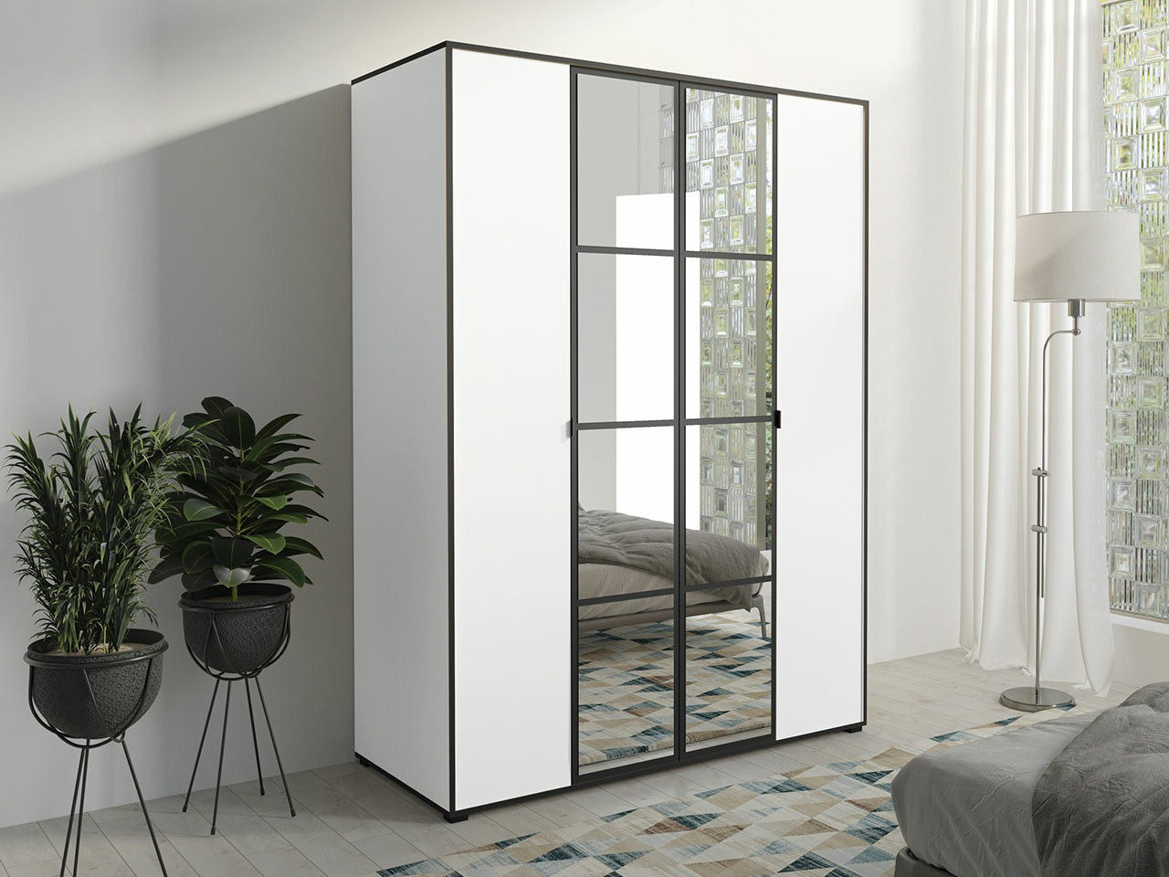 Kledingkast Toledo 117 (Wit + Zwart)