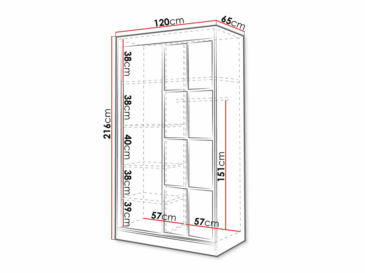 Kledingkast Toledo 118 (Artisan eiken + Zwart)