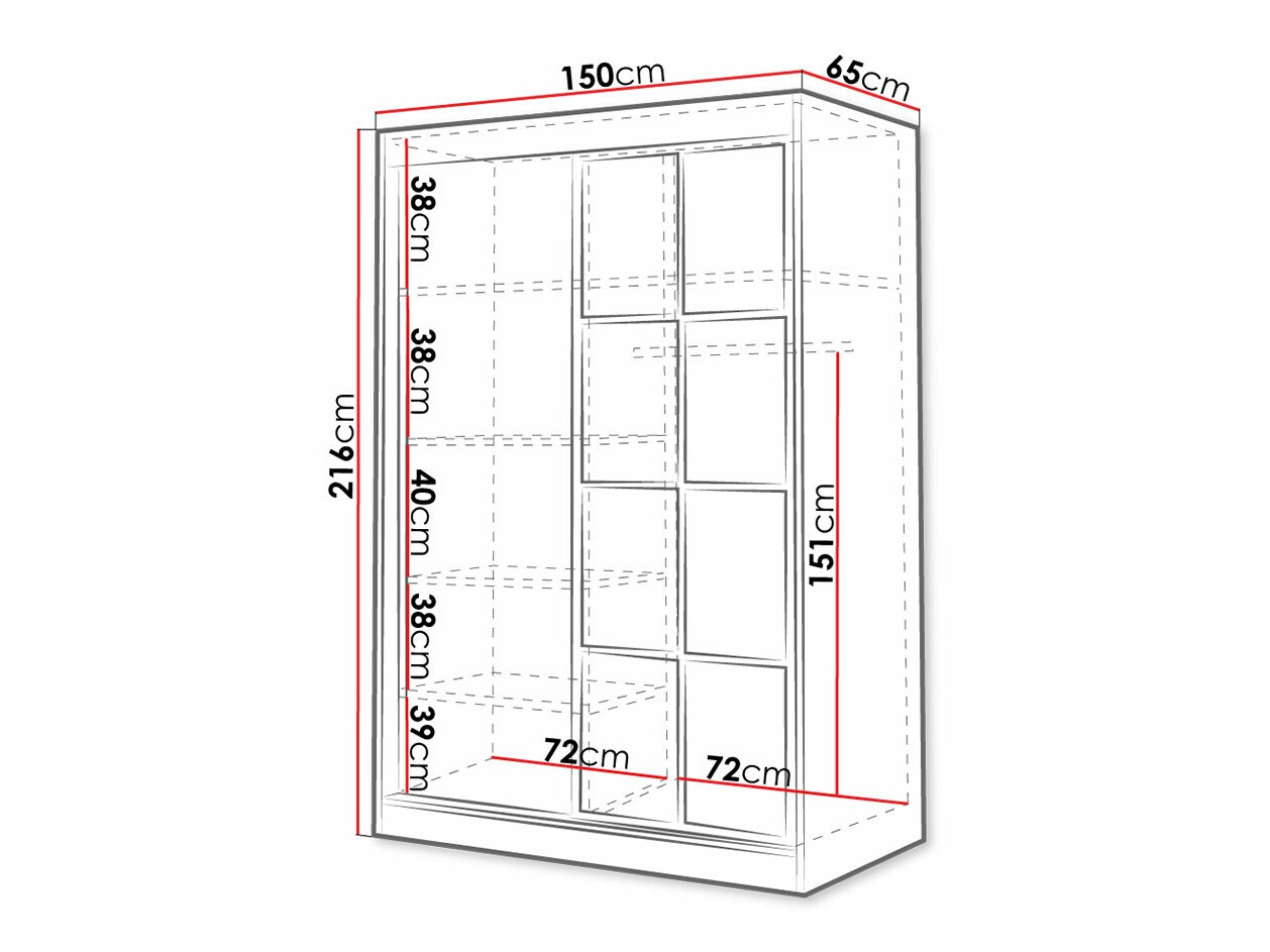 Kledingkast Toledo 118 (Wit + Zwart)