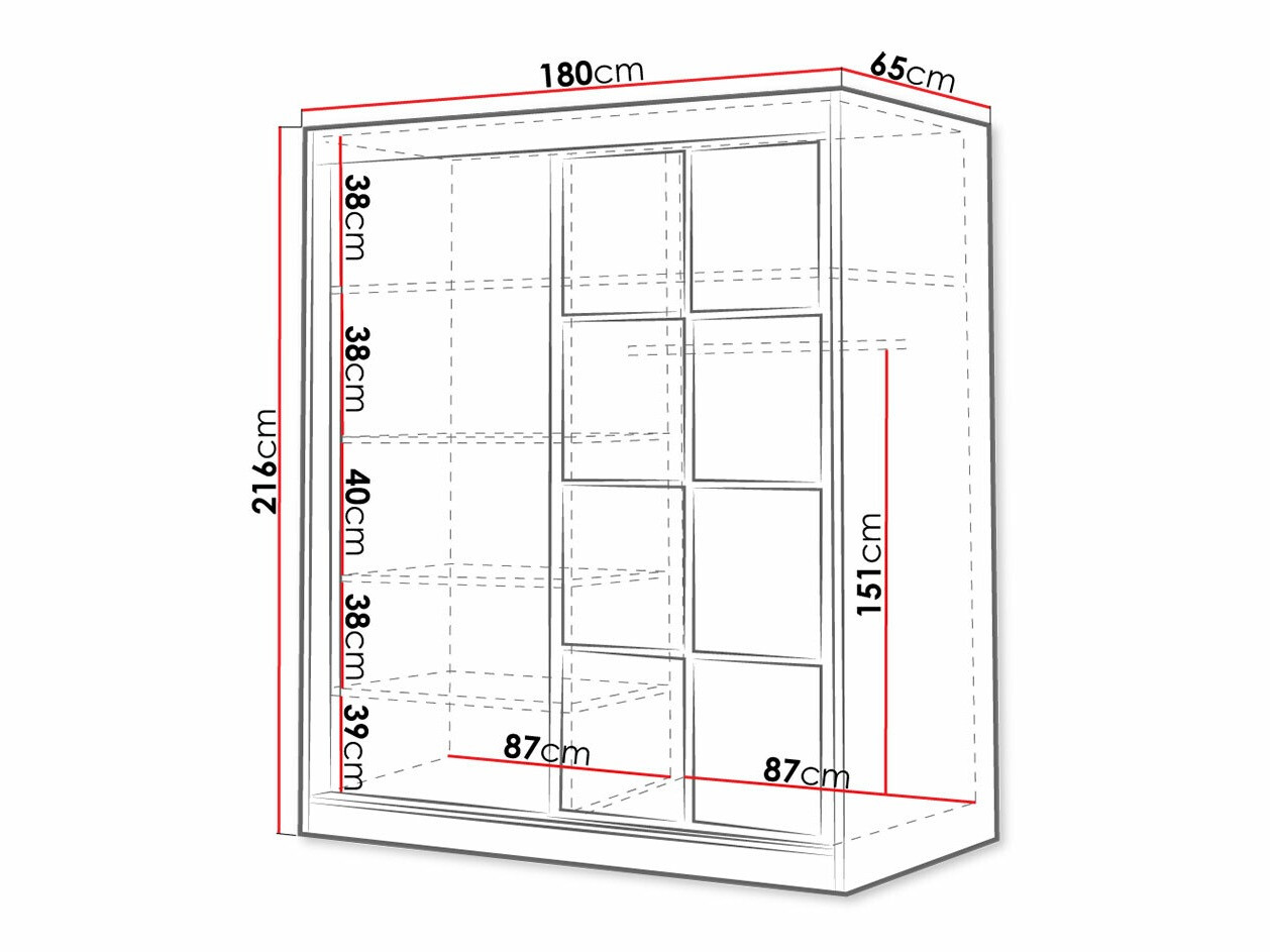 Kledingkast Toledo 118 (Wit + Zwart)