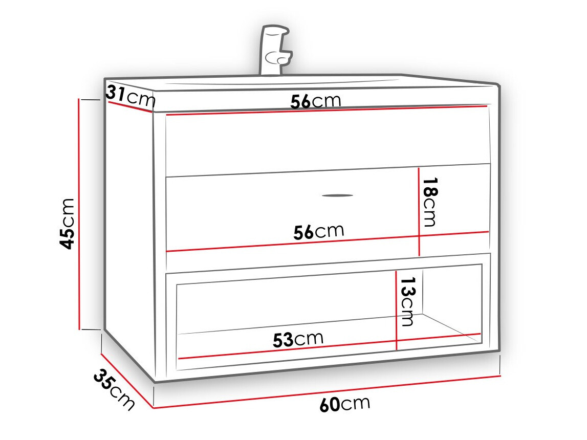 Hangend badkamermeubel voor wastafel Velum (Artisan eiken + Zwart)