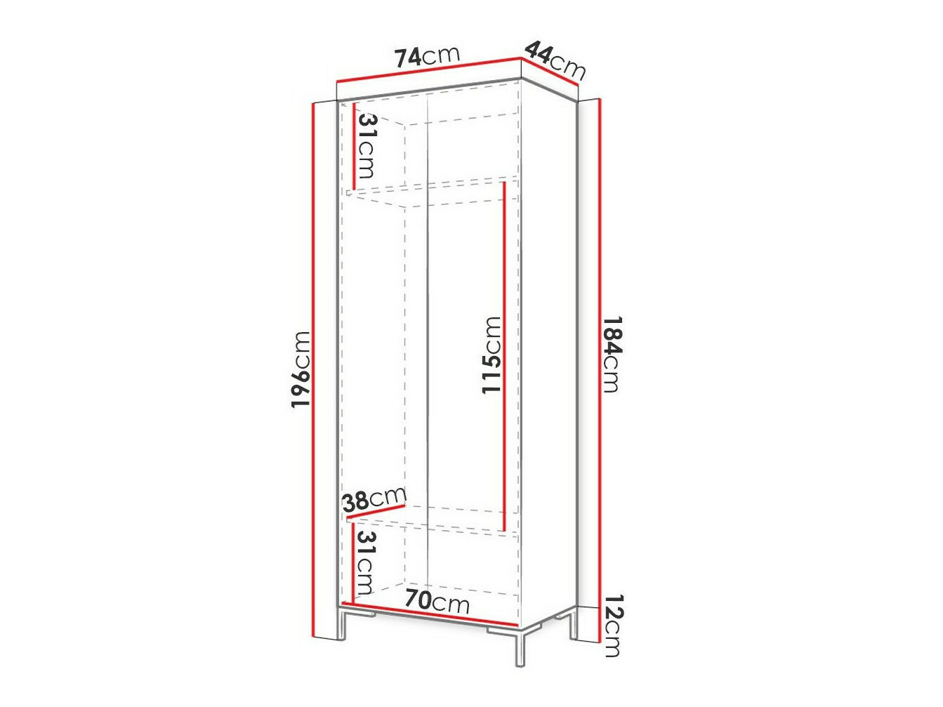 Kledingkast Tivsoa 110 (Craft eiken + Zwart)