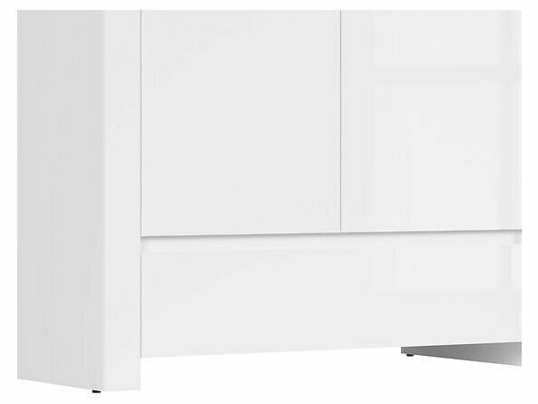 Kledingkast Sonsoru 110 (Wit + Glanzend wit + Wotan eik)