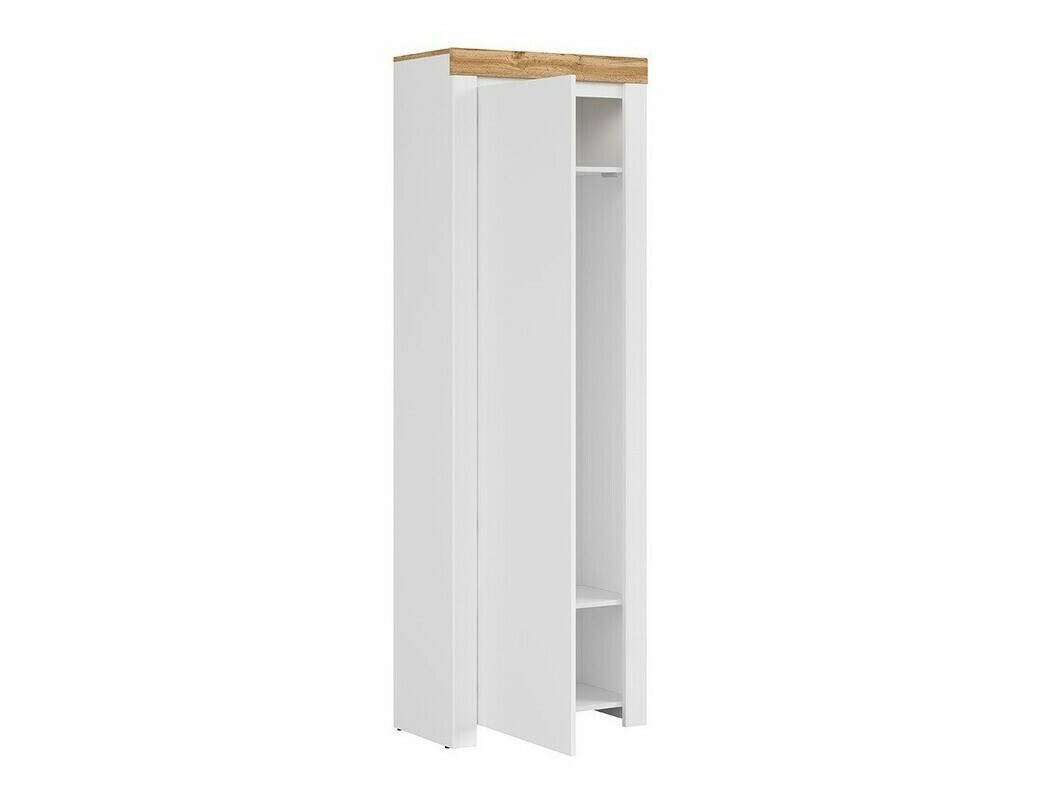 Kledingkast Sonsoru 117 (Wit + Glanzend wit + Wotan eik)