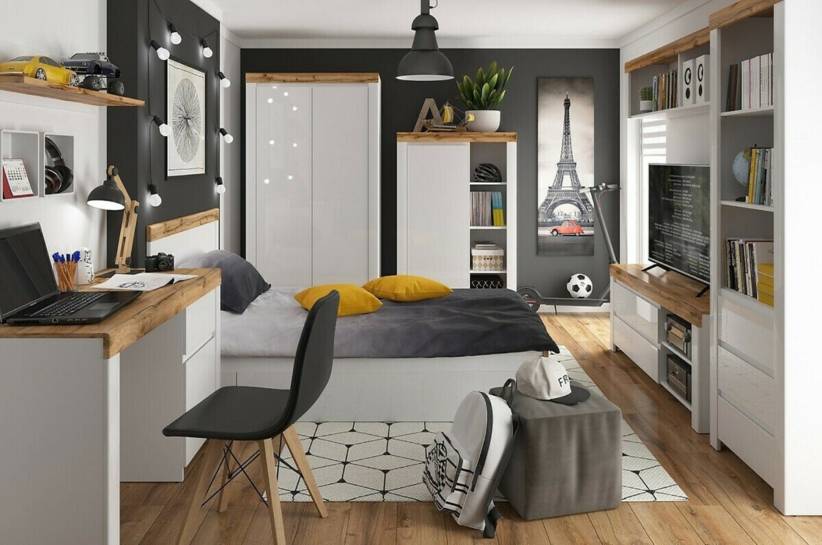 Wandplank Sonsoru 102 (Wit + Wotan eik)