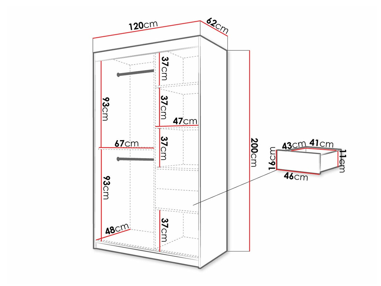Kledingkast Hartford 287 (Artisan eiken + Zwart)