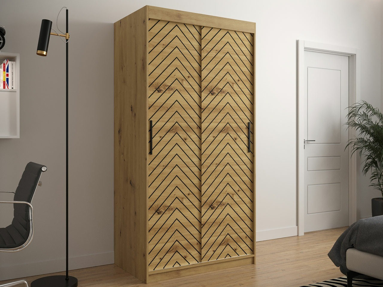 Kledingkast Hartford 306 (Artisan eiken + Zwart)