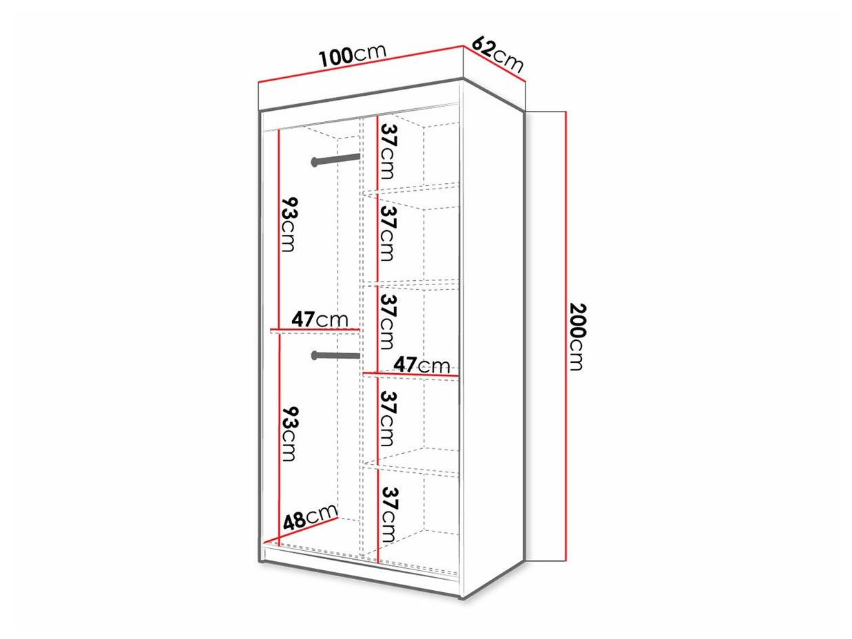 Kledingkast Hartford 307 (Artisan eiken + Zwart)