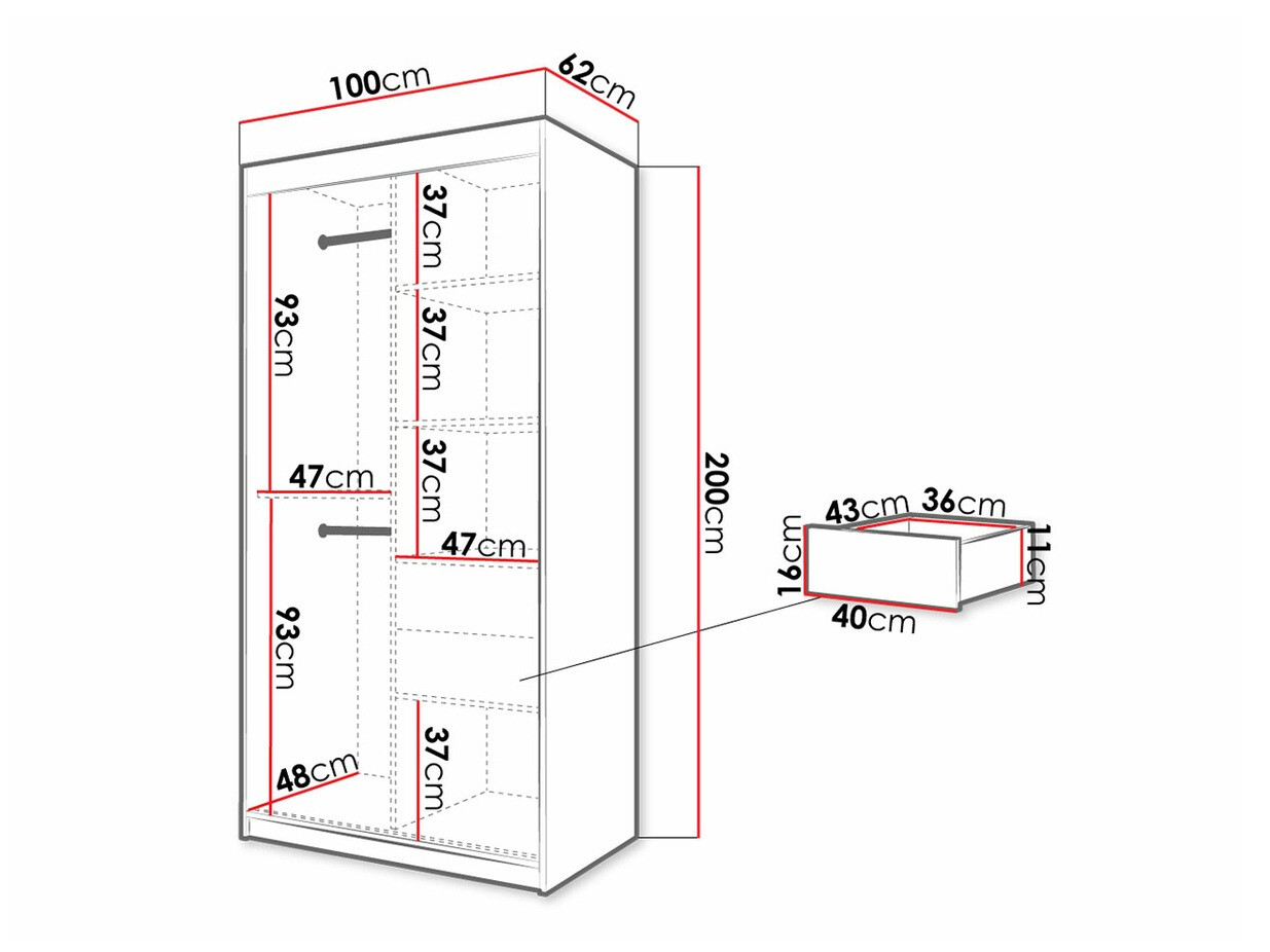 Kledingkast Hartford 307 (Artisan eiken + Zwart)