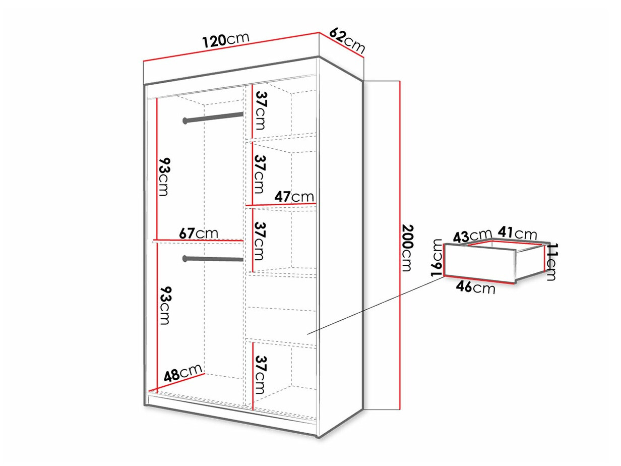 Kledingkast Hartford 309 (Artisan eiken + Zwart)