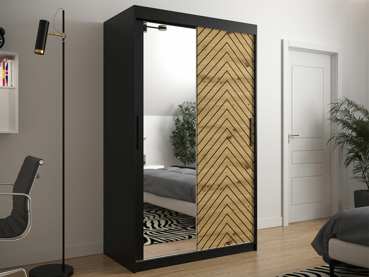 Kledingkast Hartford 309 (Zwart + Artisan eiken)