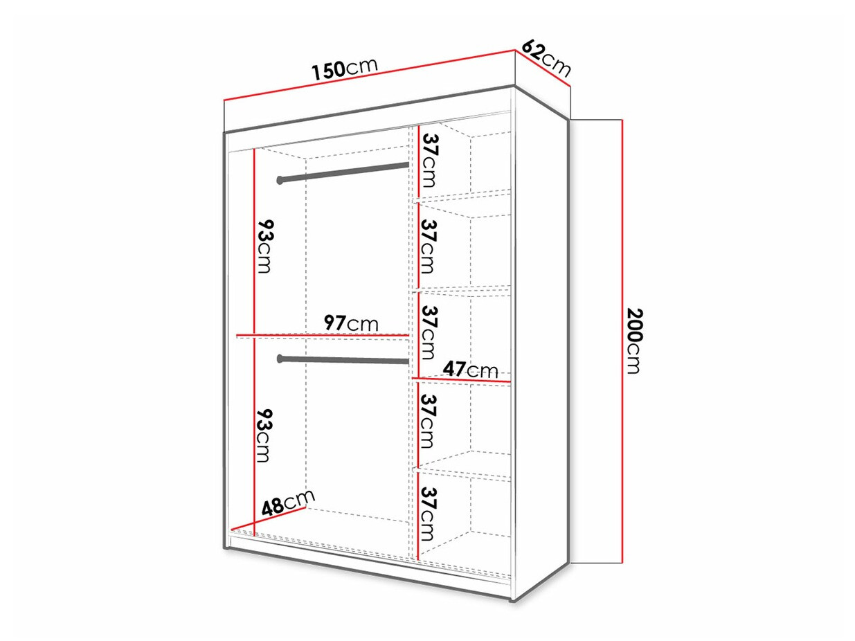 Kledingkast Hartford 310 (Artisan eiken + Zwart)