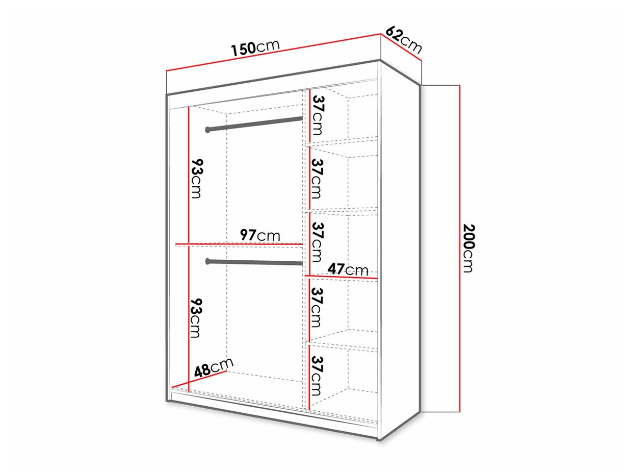 Kledingkast Hartford 311 (Artisan eiken + Zwart)