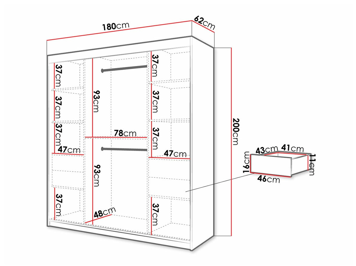Kledingkast Hartford 312 (Wit + Zwart)
