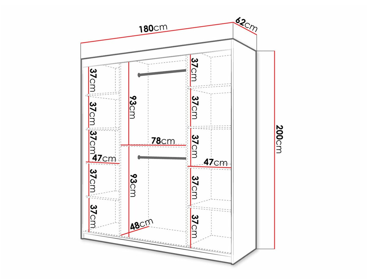 Kledingkast Hartford 313 (Wit + Zwart)