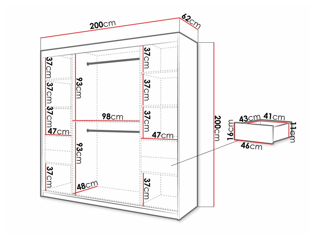 Kledingkast Hartford 314 (Artisan eiken + Zwart)