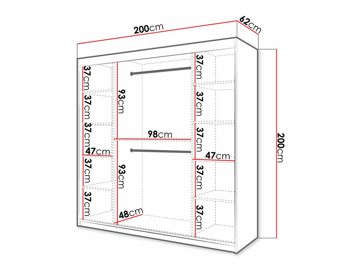 Kledingkast Hartford 314 (Wit + Zwart)