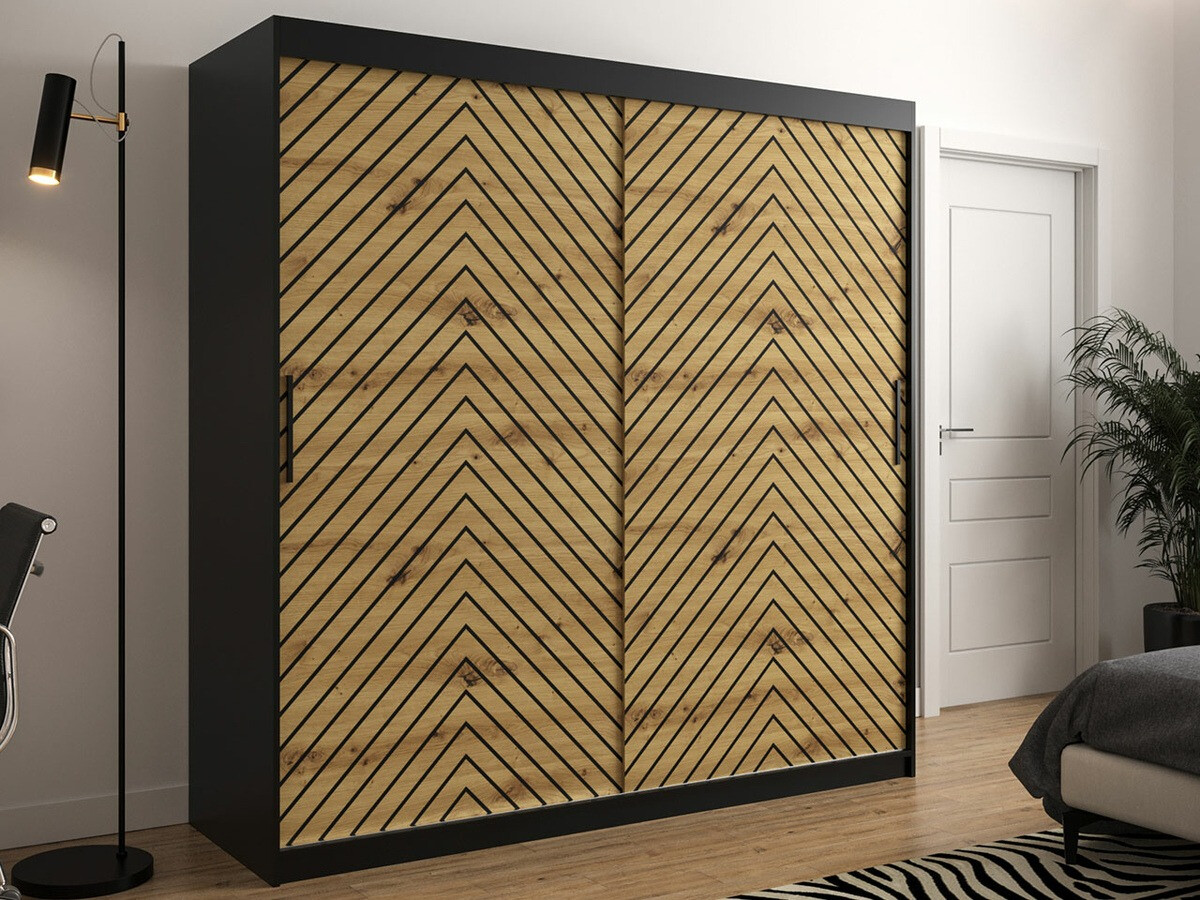 Kledingkast Hartford 314 (Zwart + Artisan eiken)