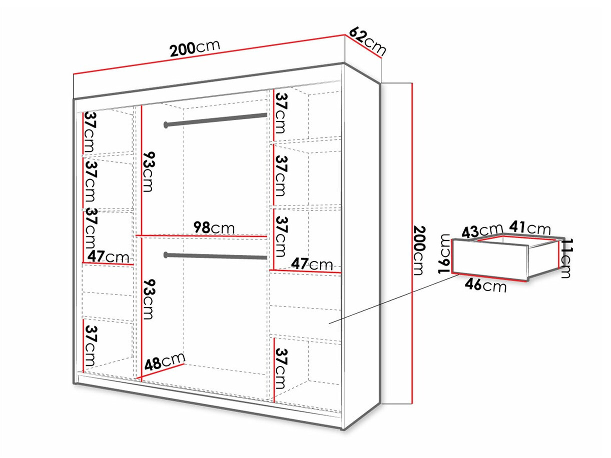 Kledingkast Hartford 315 (Artisan eiken + Zwart)