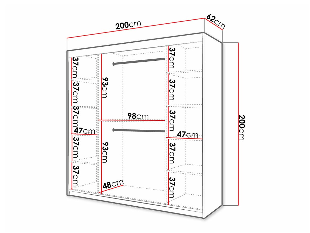 Kledingkast Hartford 315 (Wit + Zwart)