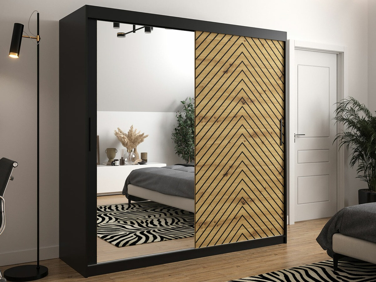 Kledingkast Hartford 315 (Zwart + Artisan eiken)