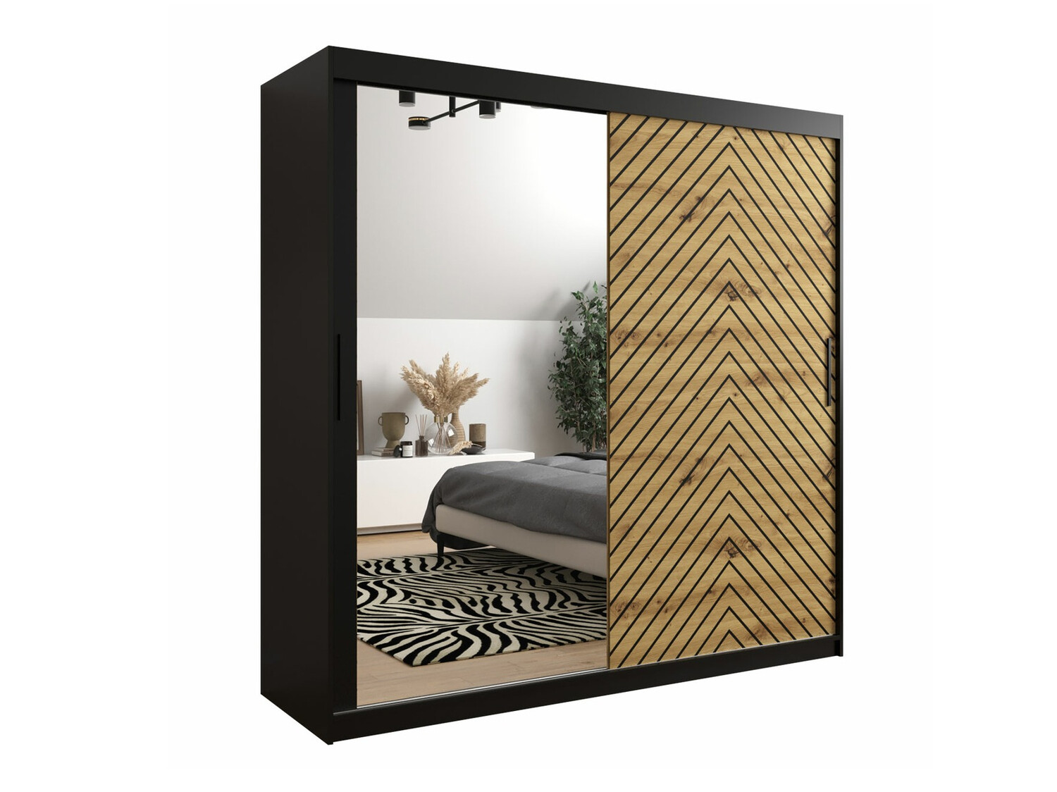 Kledingkast Hartford 315 (Zwart + Artisan eiken)