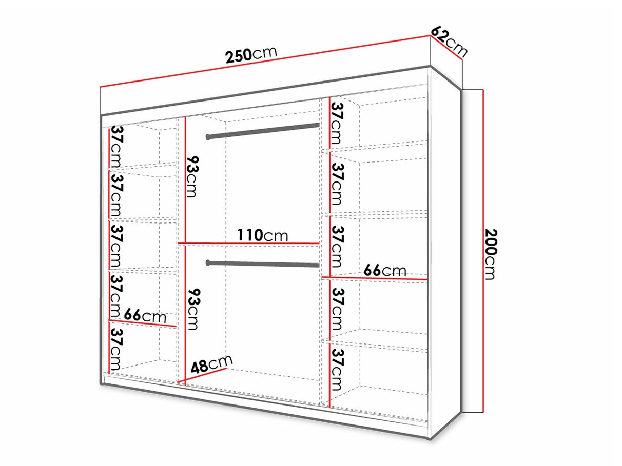 Kledingkast Hartford 316 (Artisan eiken + Zwart)